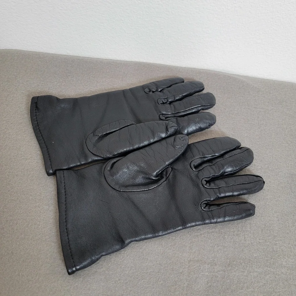 Hawkeye Glove Mfg Black Sheepskin Leather Wool Lined Gloves Sz 6 Unisex Military
